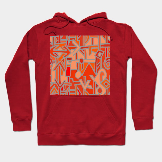 African Tribal BaKuba - Scarlet Red Orange Hoodie by Esprit-Mystique